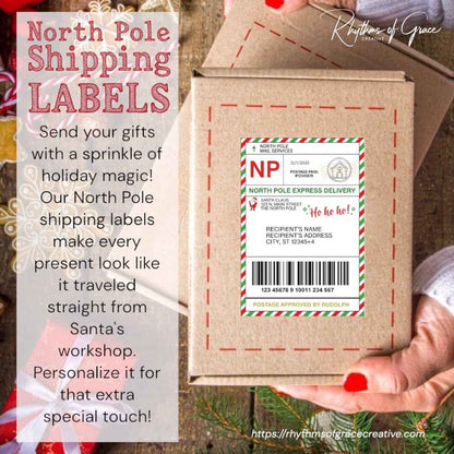 Custom North Pole Shipping Labels for Santa's Gifts | Personalized Holiday Labels