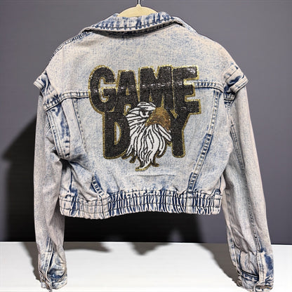 Fly High in Style: Eagles Game Day Sequin Jean Jacket