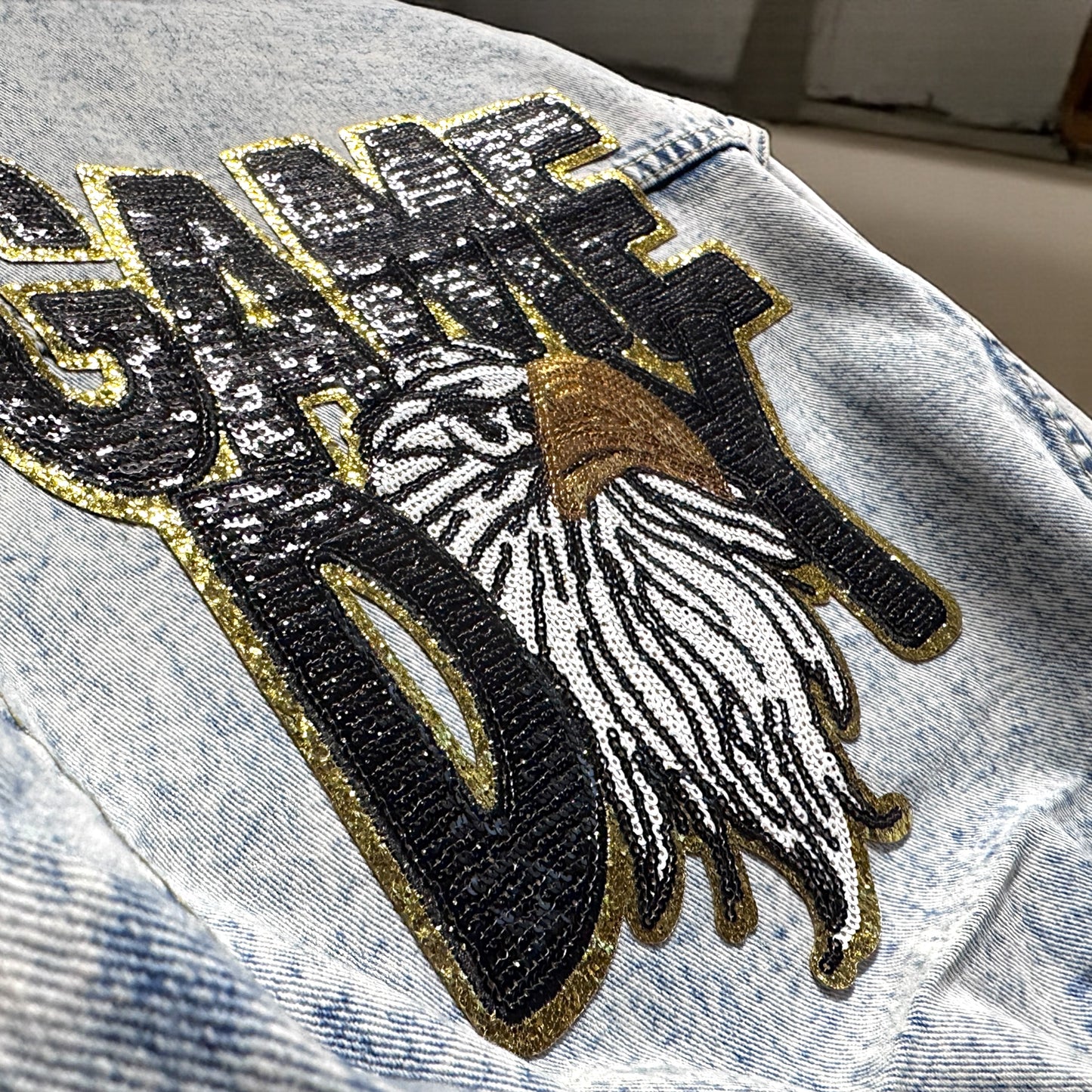 Fly High in Style: Eagles Game Day Sequin Jean Jacket