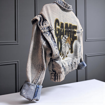 Fly High in Style: Eagles Game Day Sequin Jean Jacket