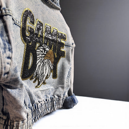 Fly High in Style: Eagles Game Day Sequin Jean Jacket