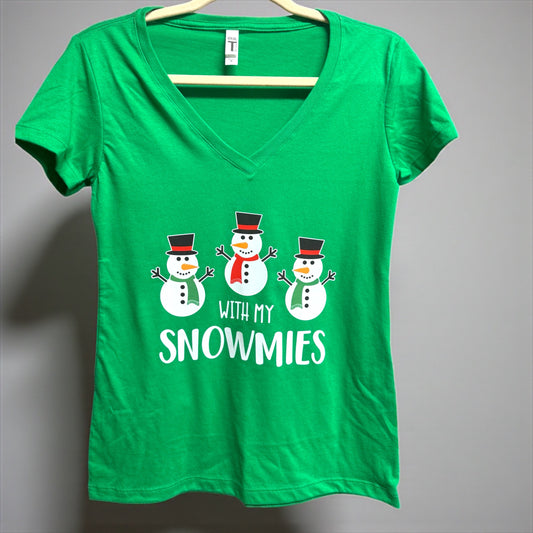 With My Snowmies! Women's V-Neck Tee - 'Junior Fit'