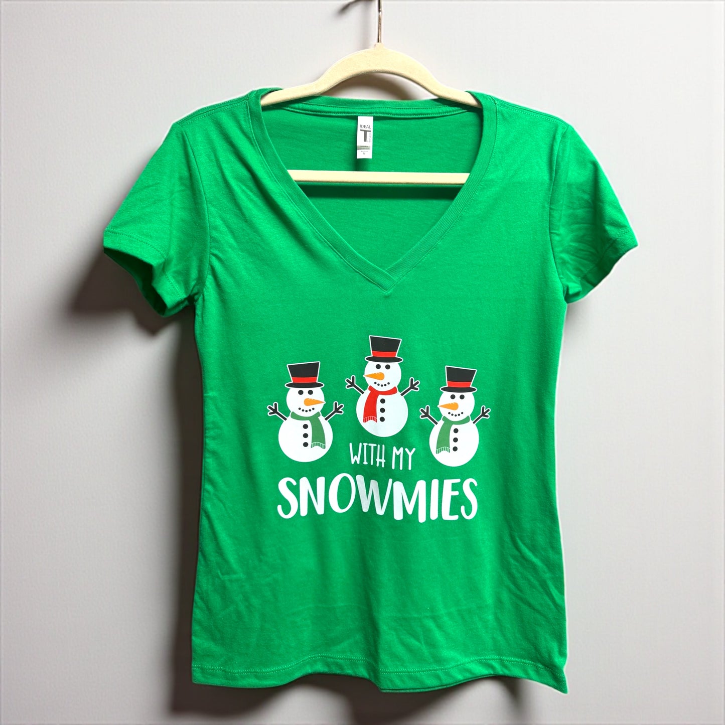 With My Snowmies! Women's V-Neck Tee - 'Junior Fit'