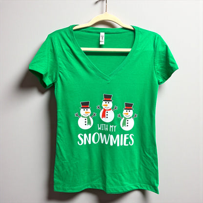 With My Snowmies! Women's V-Neck Tee - 'Junior Fit'
