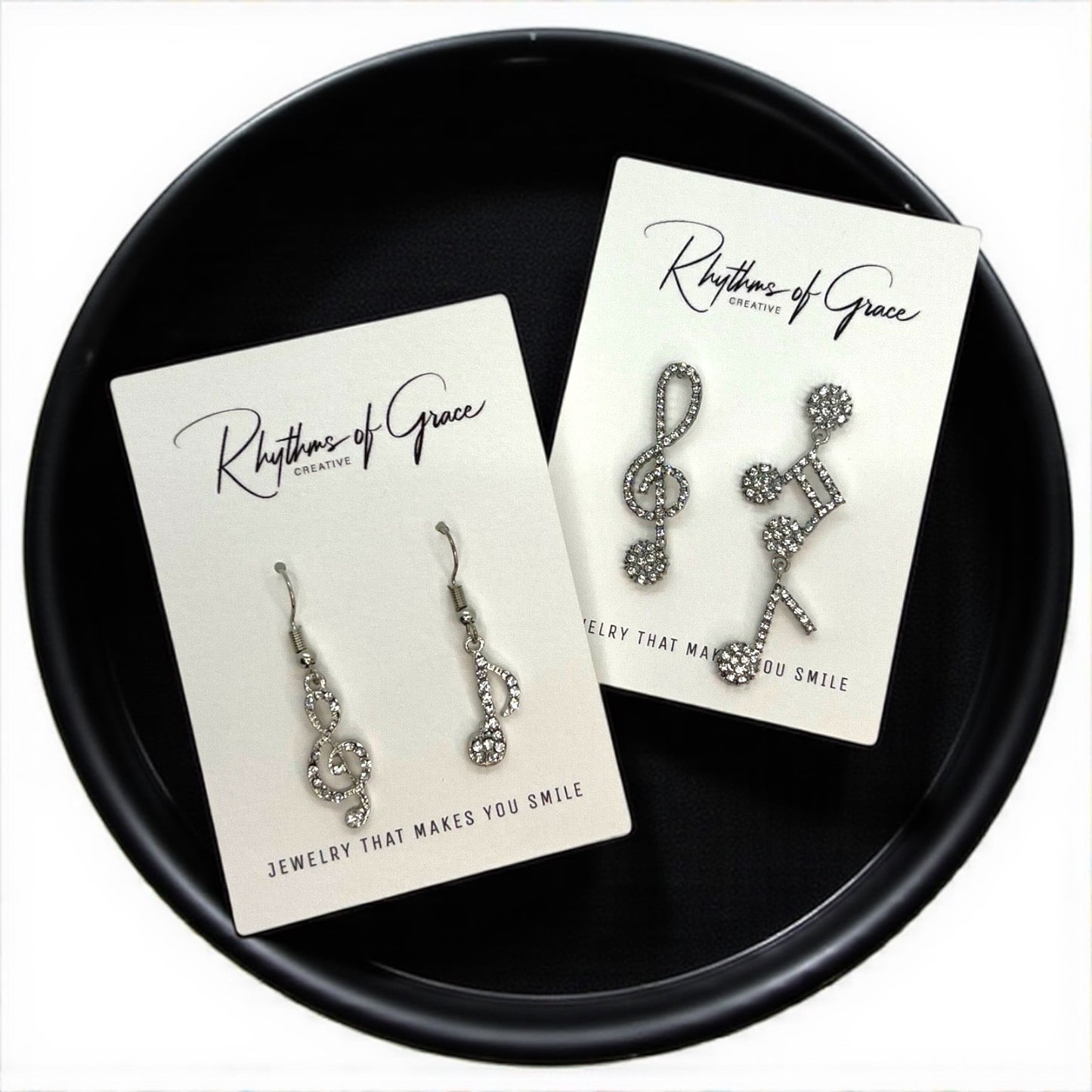 Sparkle & Shine: Rhinestone Musical Notes Dangle Earrings 🎶