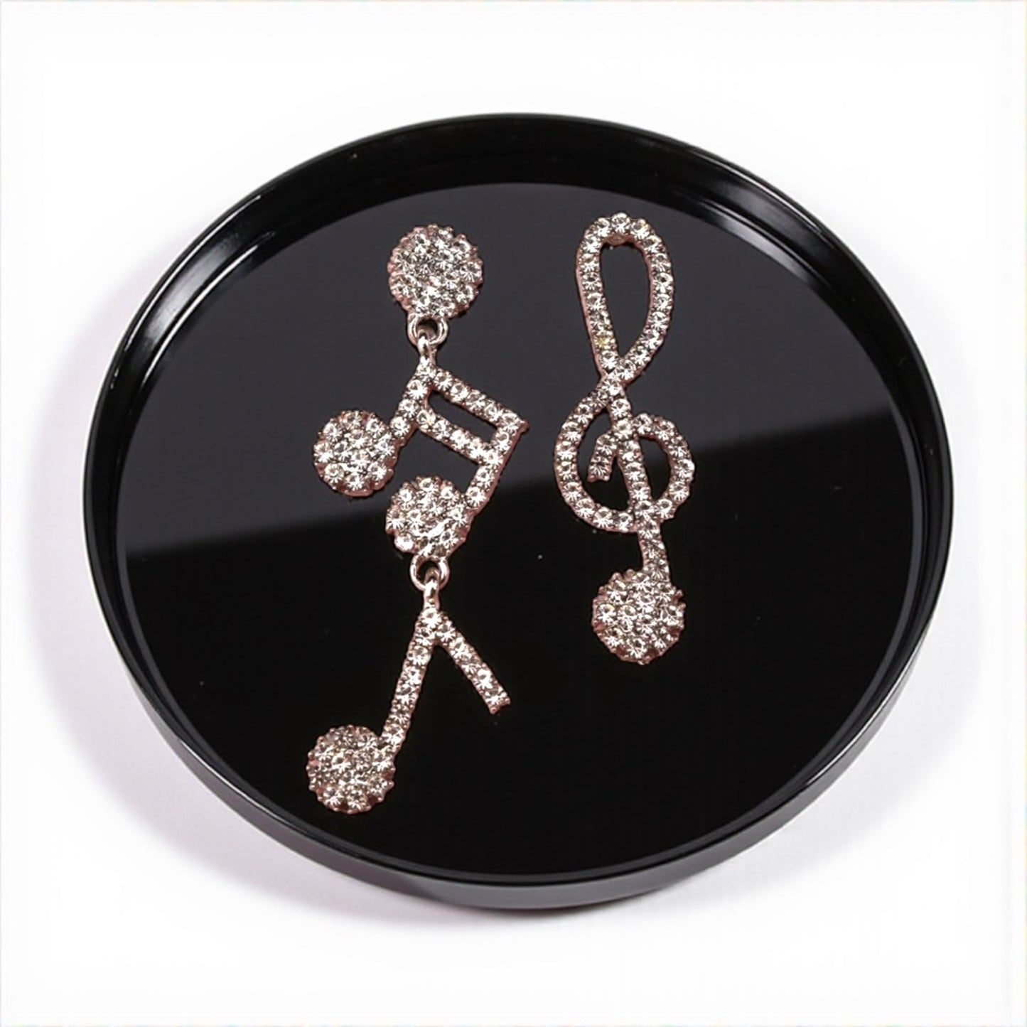 Sparkle & Shine: Rhinestone Musical Notes Dangle Earrings 🎶
