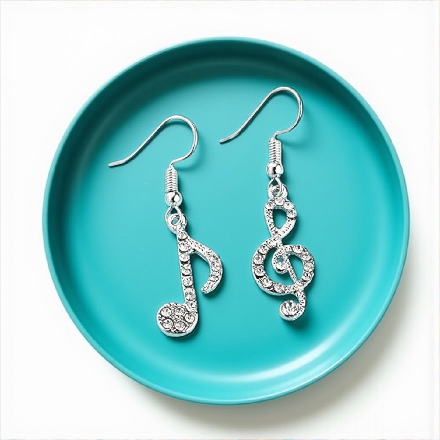 Sparkle & Shine: Rhinestone Musical Notes Dangle Earrings 🎶