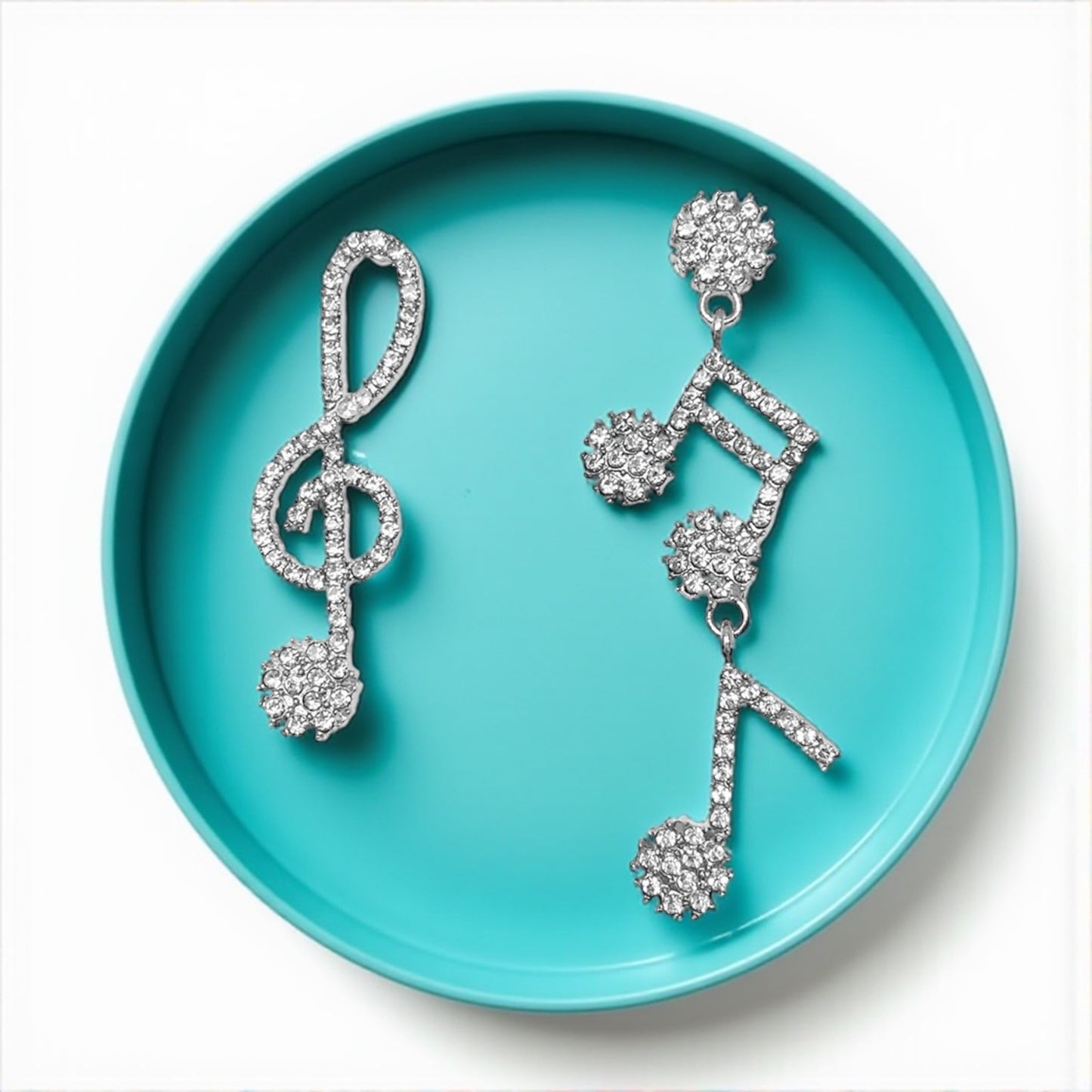 Sparkle & Shine: Rhinestone Musical Notes Dangle Earrings 🎶