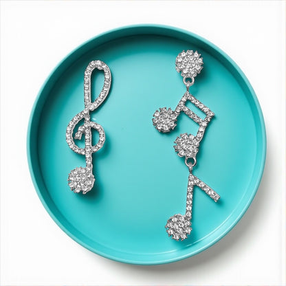 Sparkle & Shine: Rhinestone Musical Notes Dangle Earrings 🎶