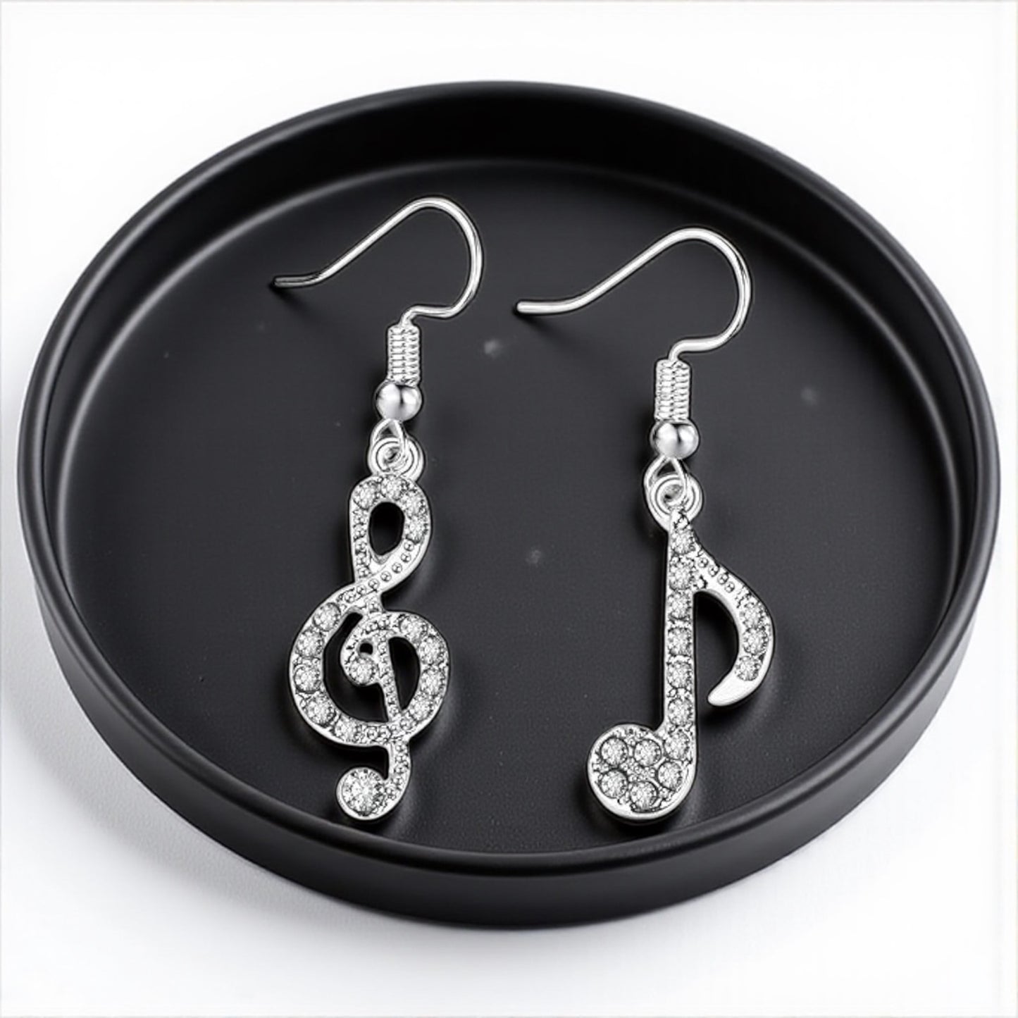 Sparkle & Shine: Rhinestone Musical Notes Dangle Earrings 🎶