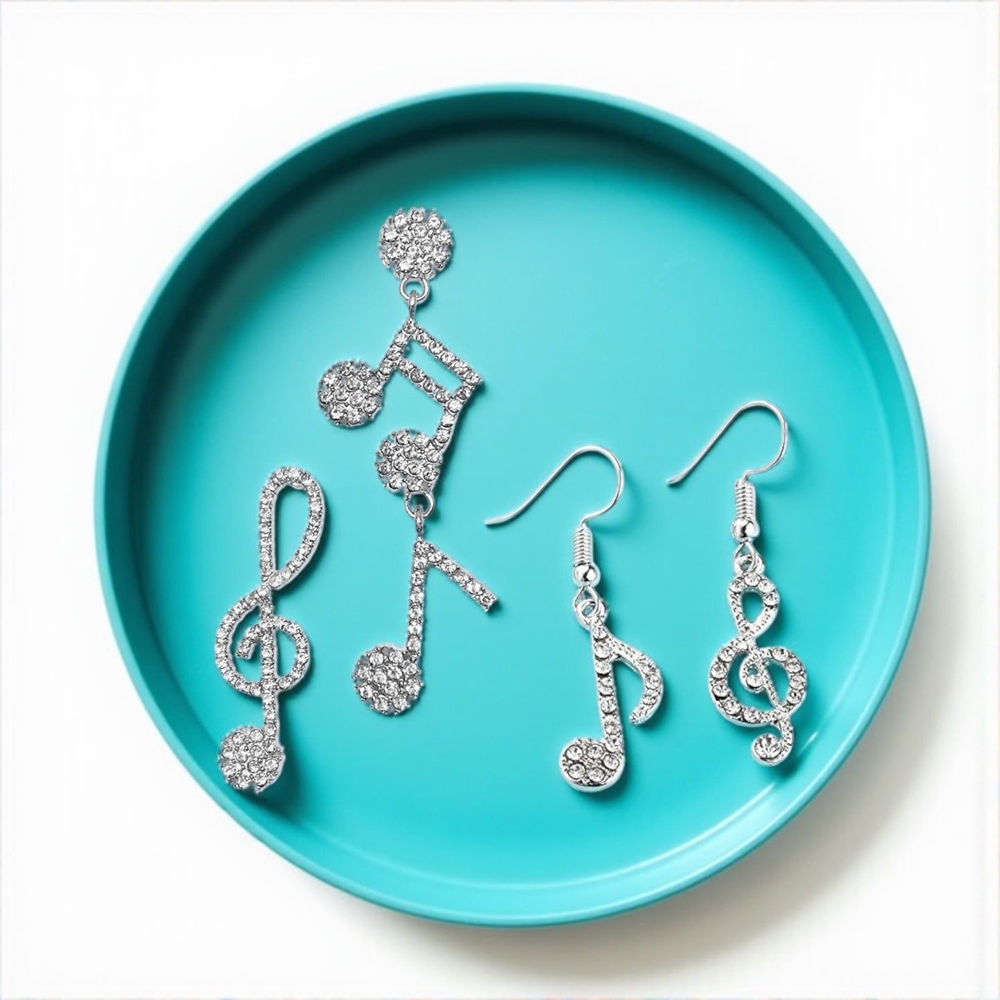 Sparkle & Shine: Rhinestone Musical Notes Dangle Earrings 🎶