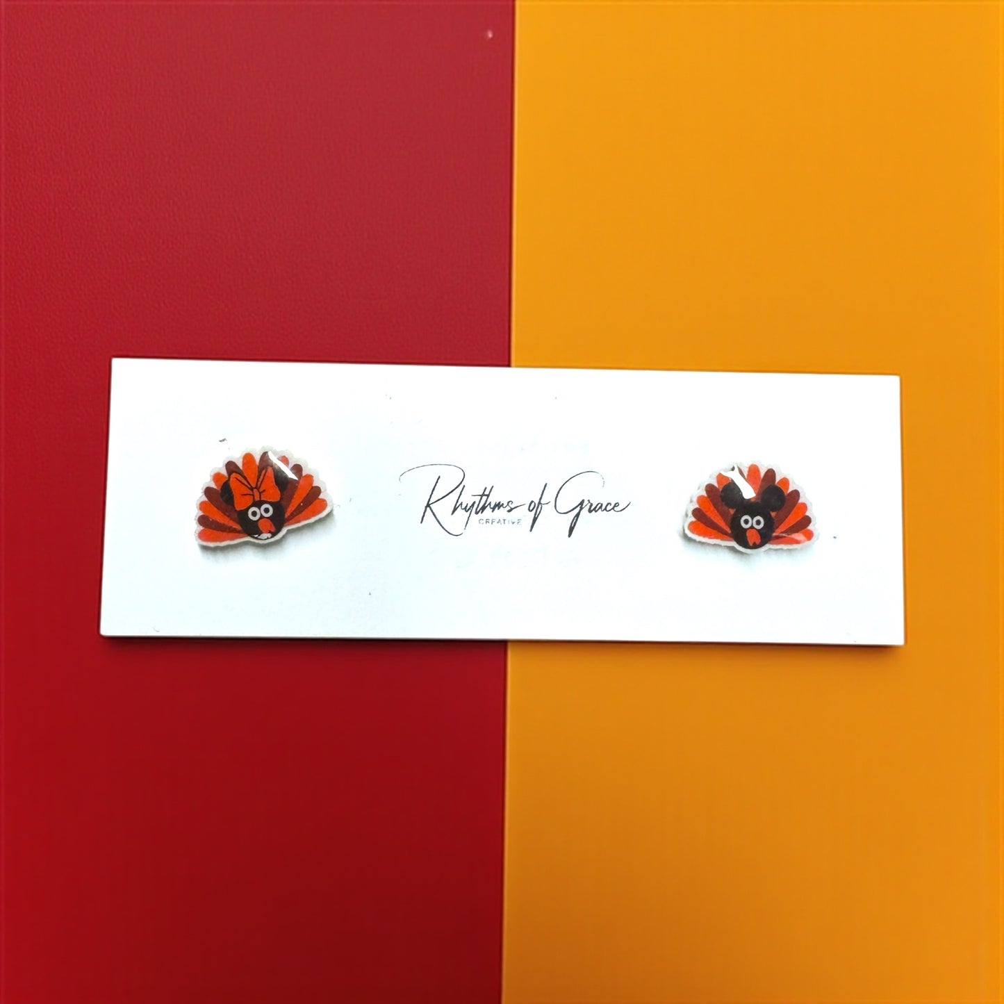 Thanksgiving Chic: Adorable Mouse Ears Turkey Stud Earrings!