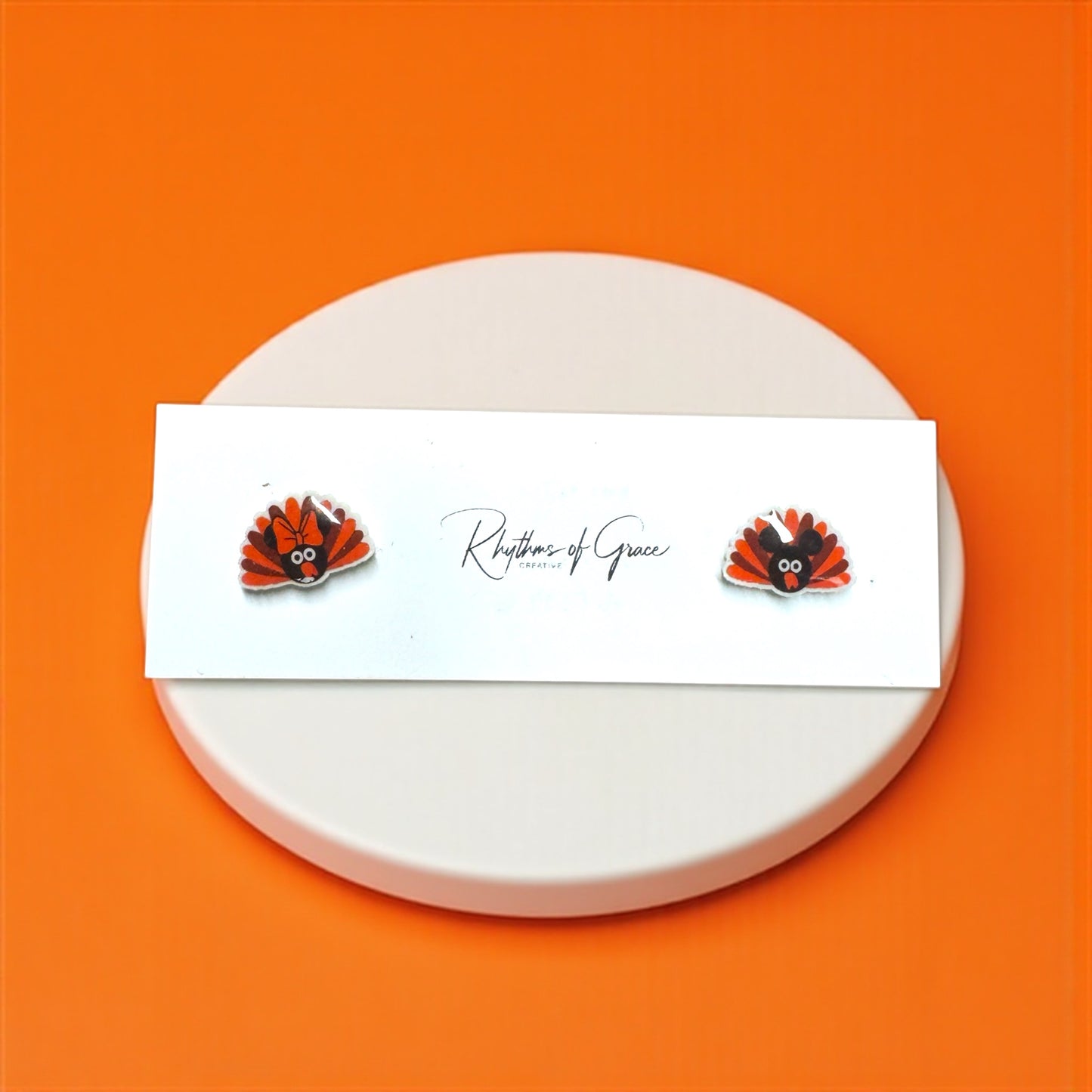 Thanksgiving Chic: Adorable Mouse Ears Turkey Stud Earrings!