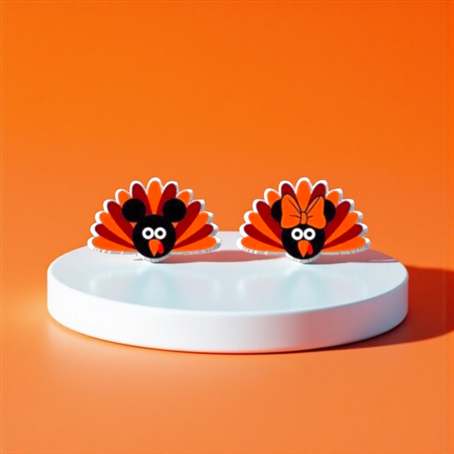 Thanksgiving Chic: Adorable Mouse Ears Turkey Stud Earrings!