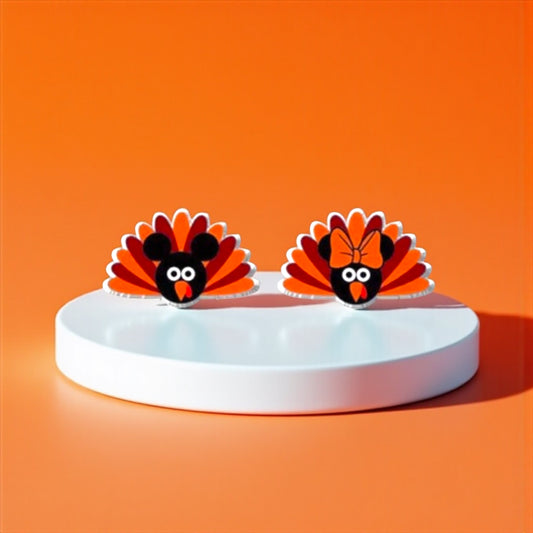Thanksgiving Chic: Adorable Mouse Ears Turkey Stud Earrings!