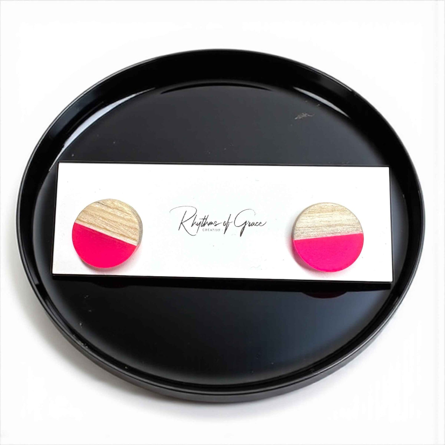 Pink & Tan Perfection – Modern Stud Earrings 💖
