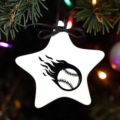 Baseball Christmas Ornament: "Baseball Flames" – A Perfect Gift for Baseball Fans