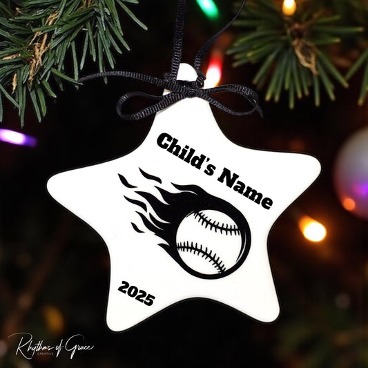 Baseball Christmas Ornament: "Baseball Flames" – A Perfect Gift for Baseball Fans