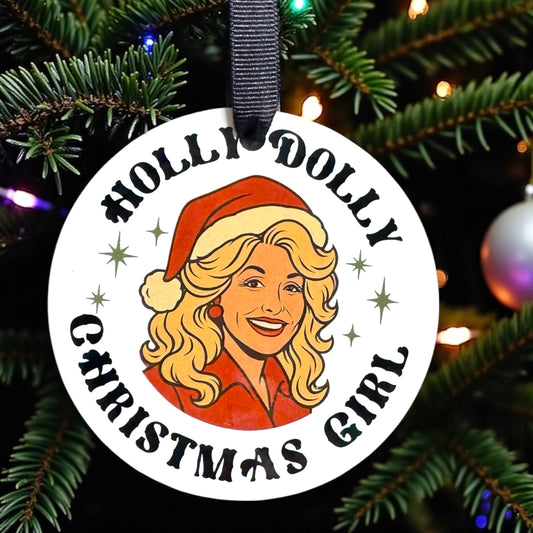 Holly Dolly Christmas Delight: A Festive Ornament for Dolly Fans!