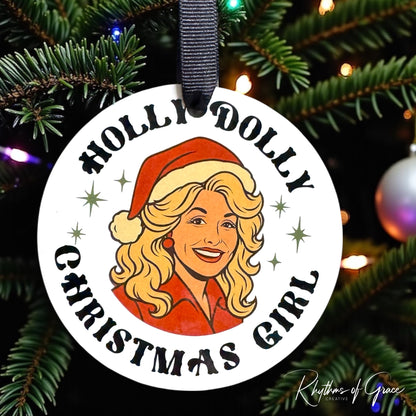 Holly Dolly Christmas Delight: A Festive Ornament for Dolly Fans!