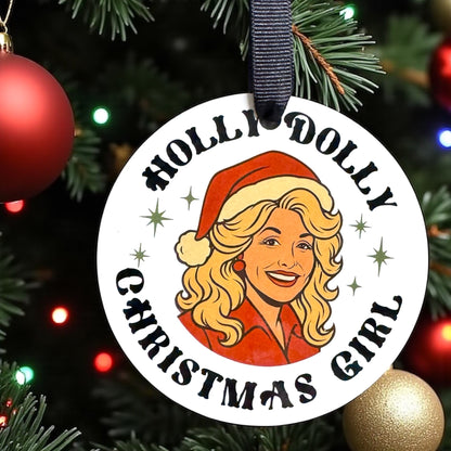 Holly Dolly Christmas Delight: A Festive Ornament for Dolly Fans!