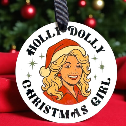 Holly Dolly Christmas Delight: A Festive Ornament for Dolly Fans!
