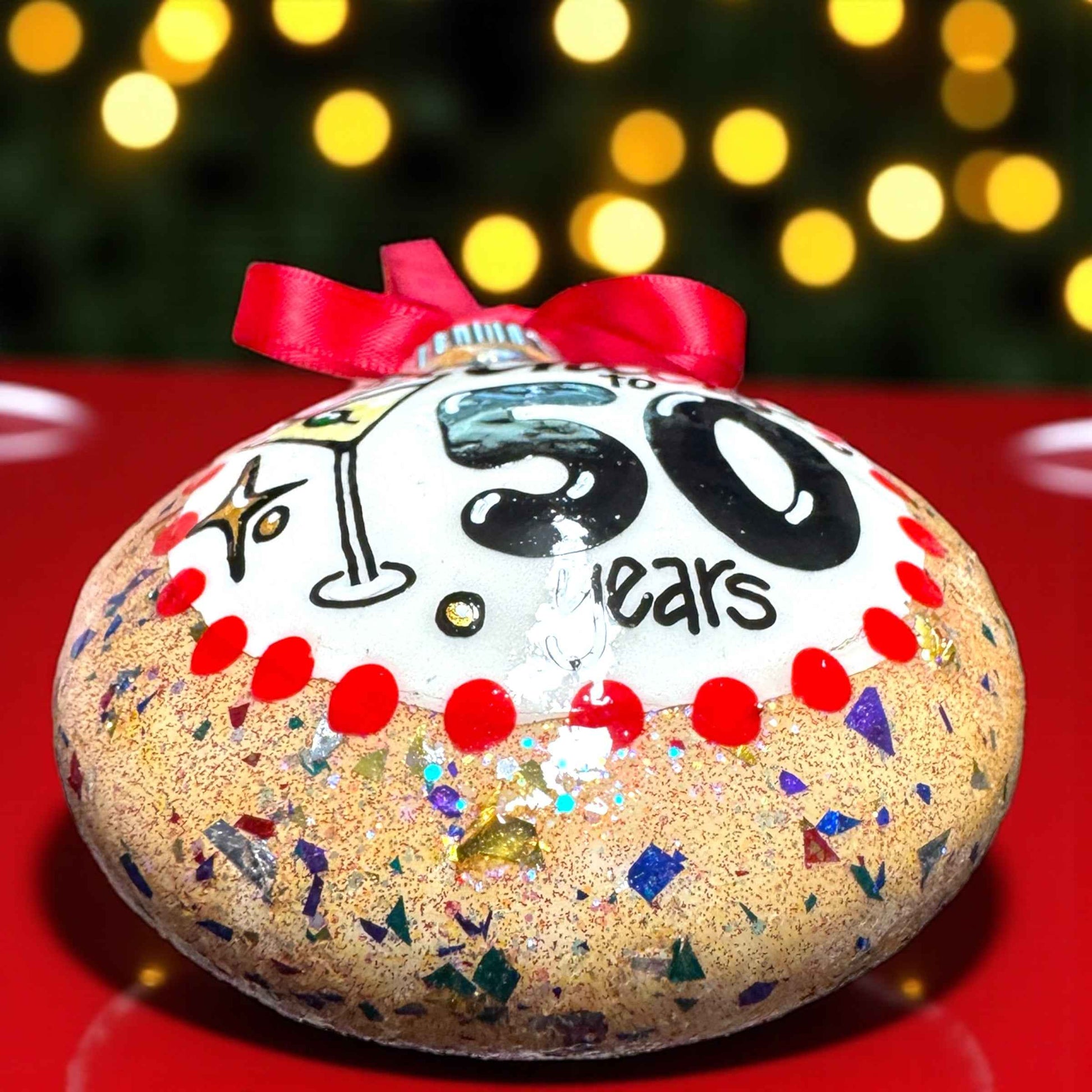 "Cheers to 50 Years!" Hand-Painted Ornament | 50th Birthday & Anniversary Gift