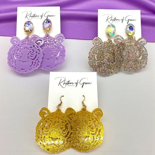 Purple & Gold Tiger Earrings – LSU Game Day Jewelry | 3 Fierce Styles!