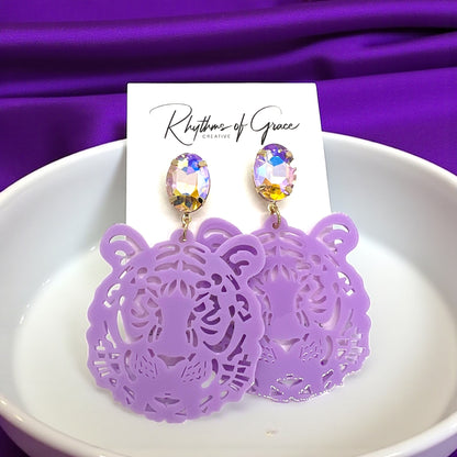 Purple & Gold Tiger Earrings – LSU Game Day Jewelry | 3 Fierce Styles!