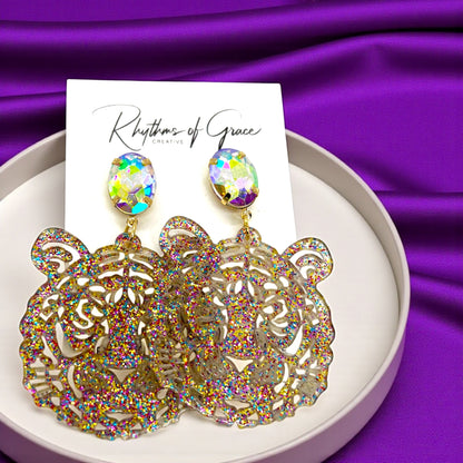 Purple & Gold Tiger Earrings – LSU Game Day Jewelry | 3 Fierce Styles!