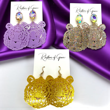 Purple & Gold Tiger Earrings – LSU Game Day Jewelry | 3 Fierce Styles!