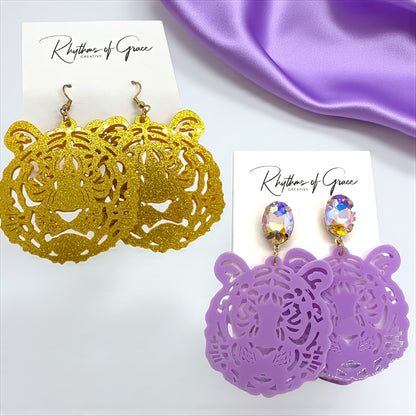 Purple & Gold Tiger Earrings – LSU Game Day Jewelry | 3 Fierce Styles!