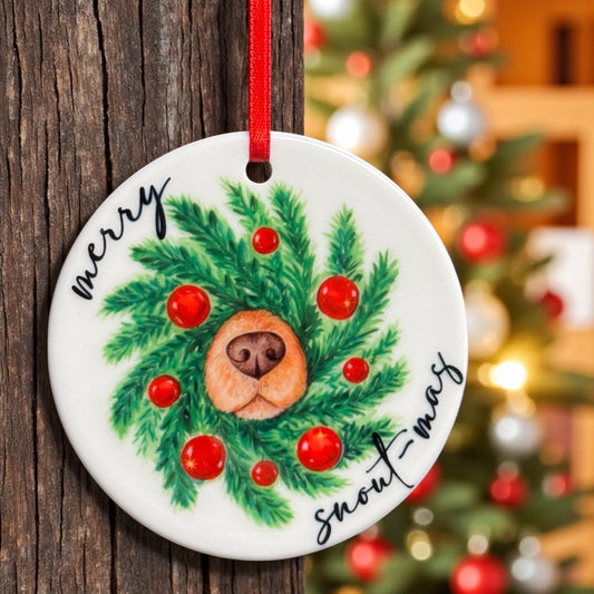 Merry Snout-mas Ornament - Customizable Cheeky Dog Lover's Holiday Decor - Perfect Gift!