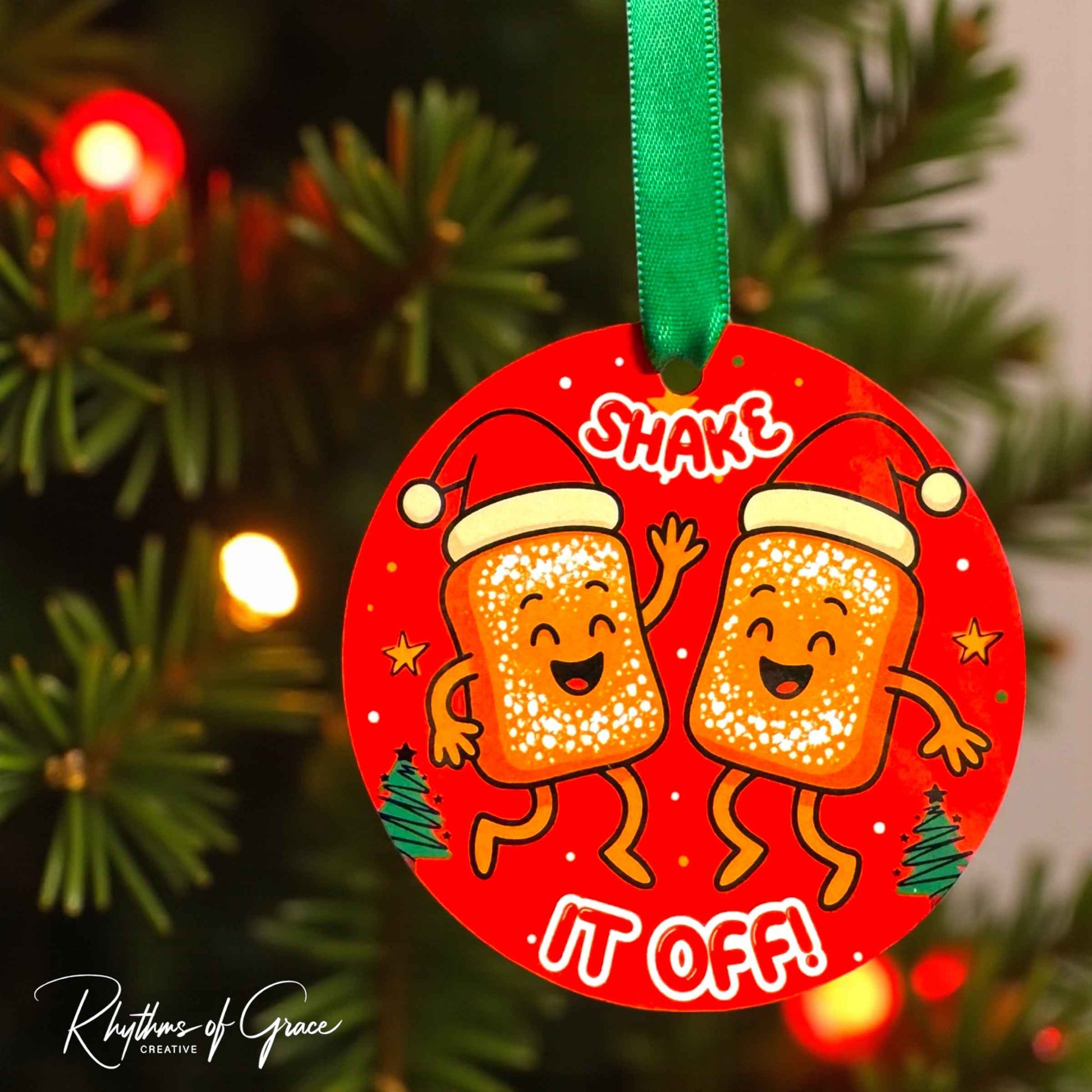 Shake It Off with Our Adorable Beignet Themed Christmas Ornament – A Sweet Holiday Delight!