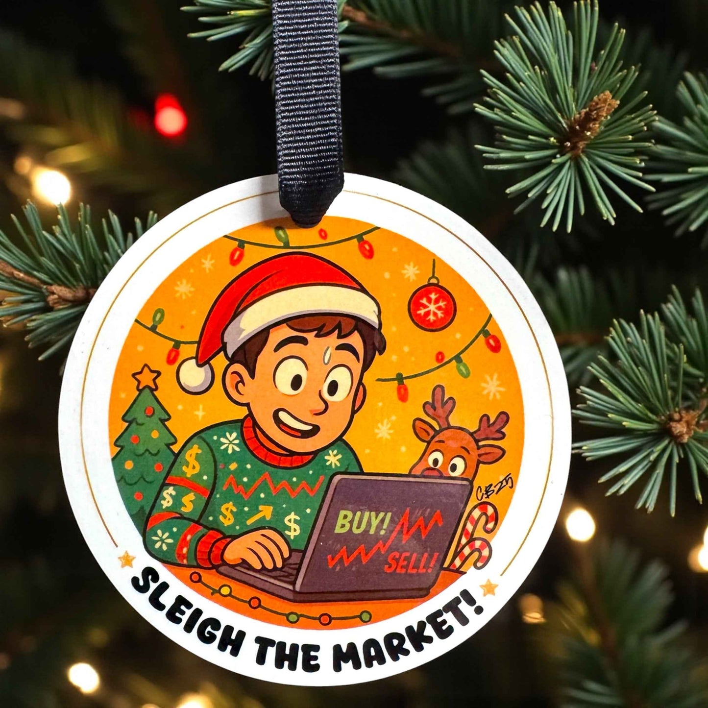 SLEIGH THE MARKET Ornament - For the Stock Market Whiz!