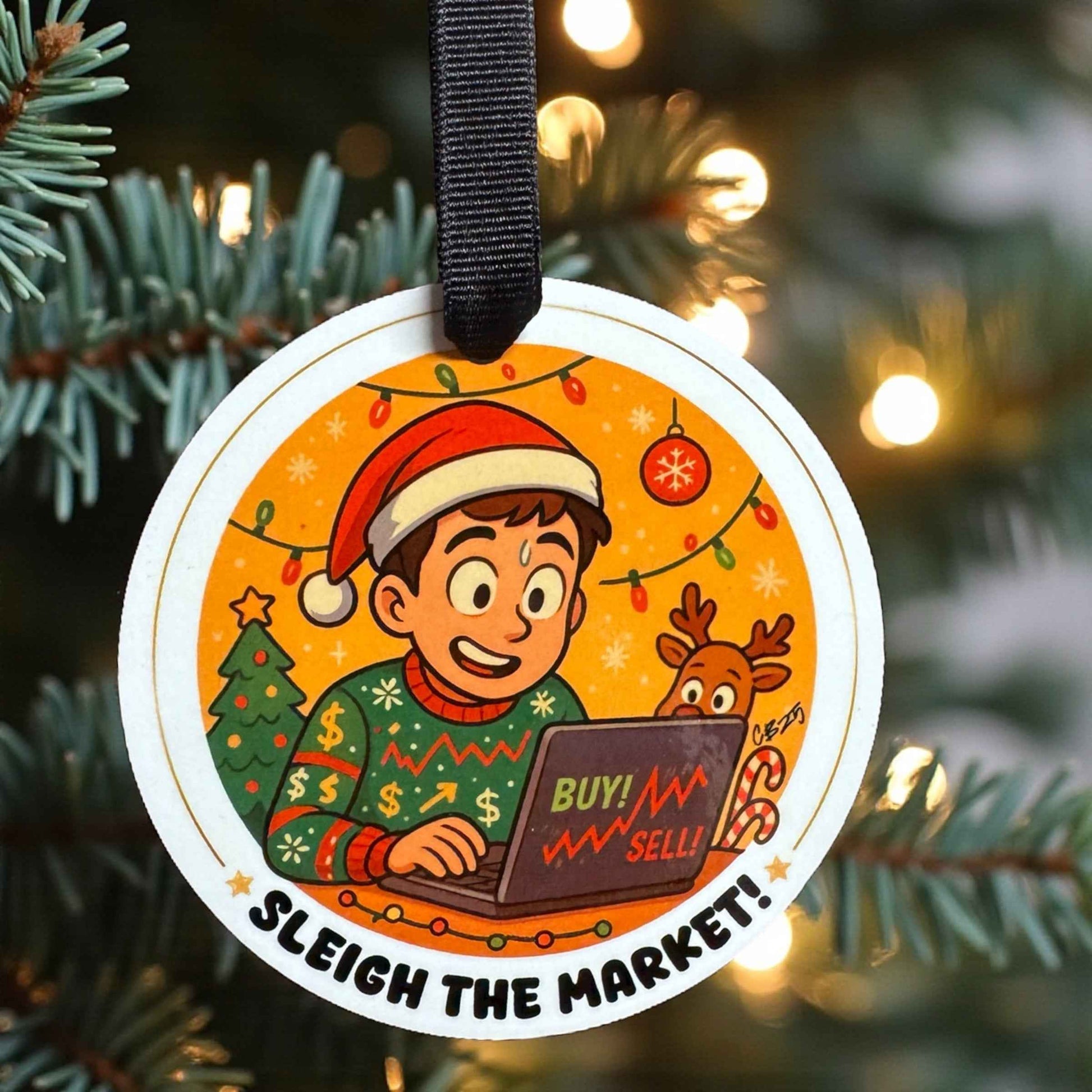 SLEIGH THE MARKET Ornament - For the Stock Market Whiz!