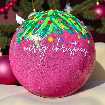 Bright & Colorful Christmas Tree Baubles – Hand-Painted Glitter Ornaments