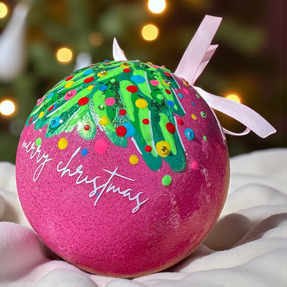 Bright & Colorful Christmas Tree Baubles – Hand-Painted Glitter Ornaments