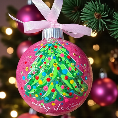 Bright & Colorful Christmas Tree Baubles – Hand-Painted Glitter Ornaments