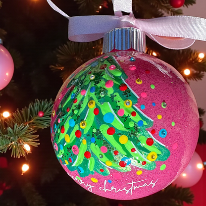 Bright & Colorful Christmas Tree Baubles – Hand-Painted Glitter Ornaments