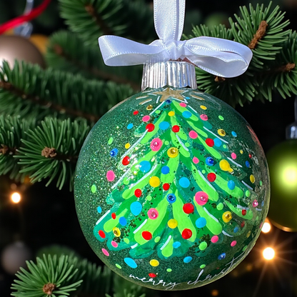 Bright & Colorful Christmas Tree Baubles – Hand-Painted Glitter Ornaments