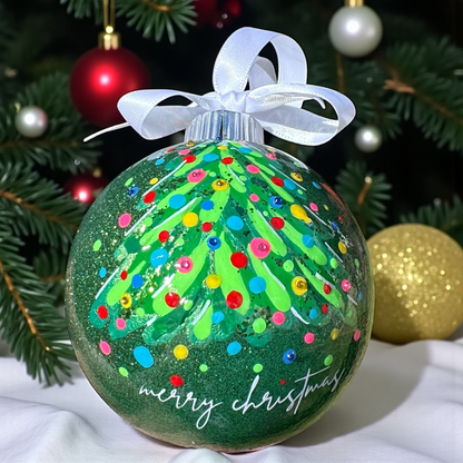 Bright & Colorful Christmas Tree Baubles – Hand-Painted Glitter Ornaments