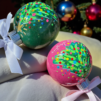Bright & Colorful Christmas Tree Baubles – Hand-Painted Glitter Ornaments