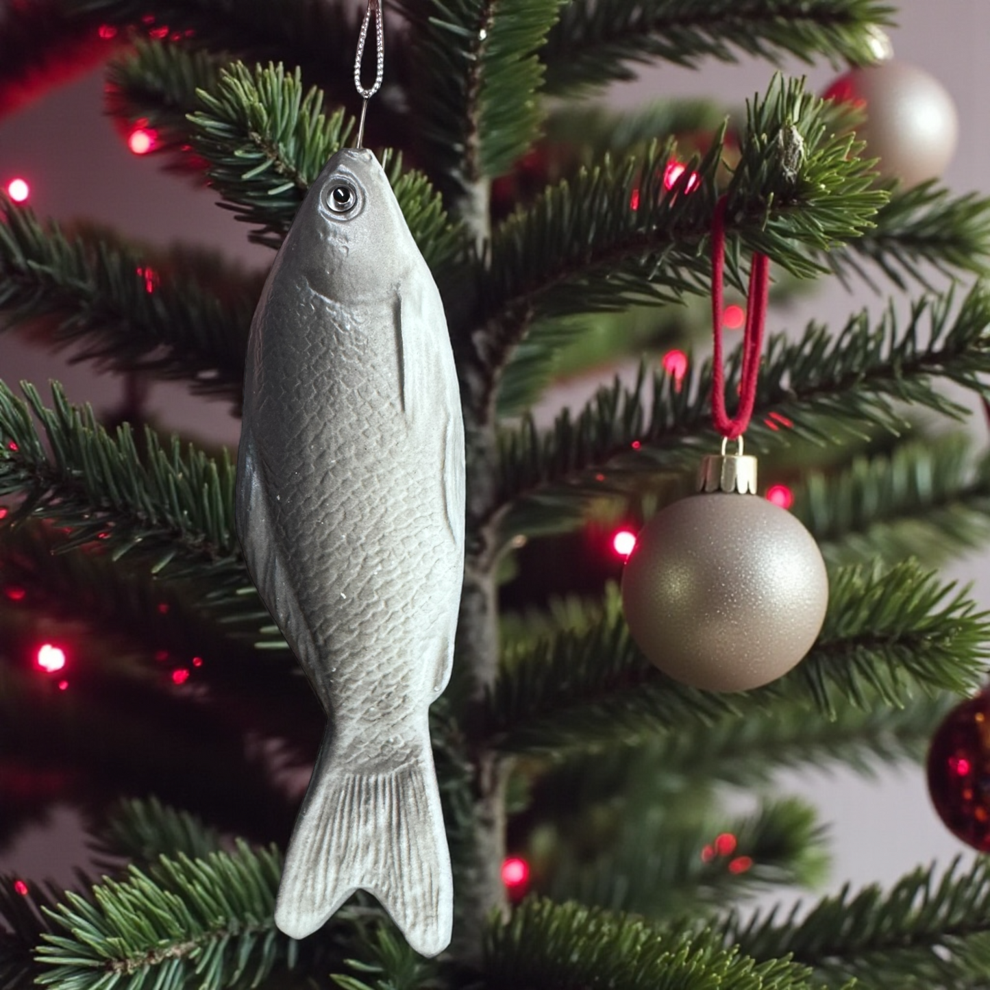 Realistic Fish Ornament – Squishy Fishing Ornament with Hook – Funny Fisherman Christmas Decor