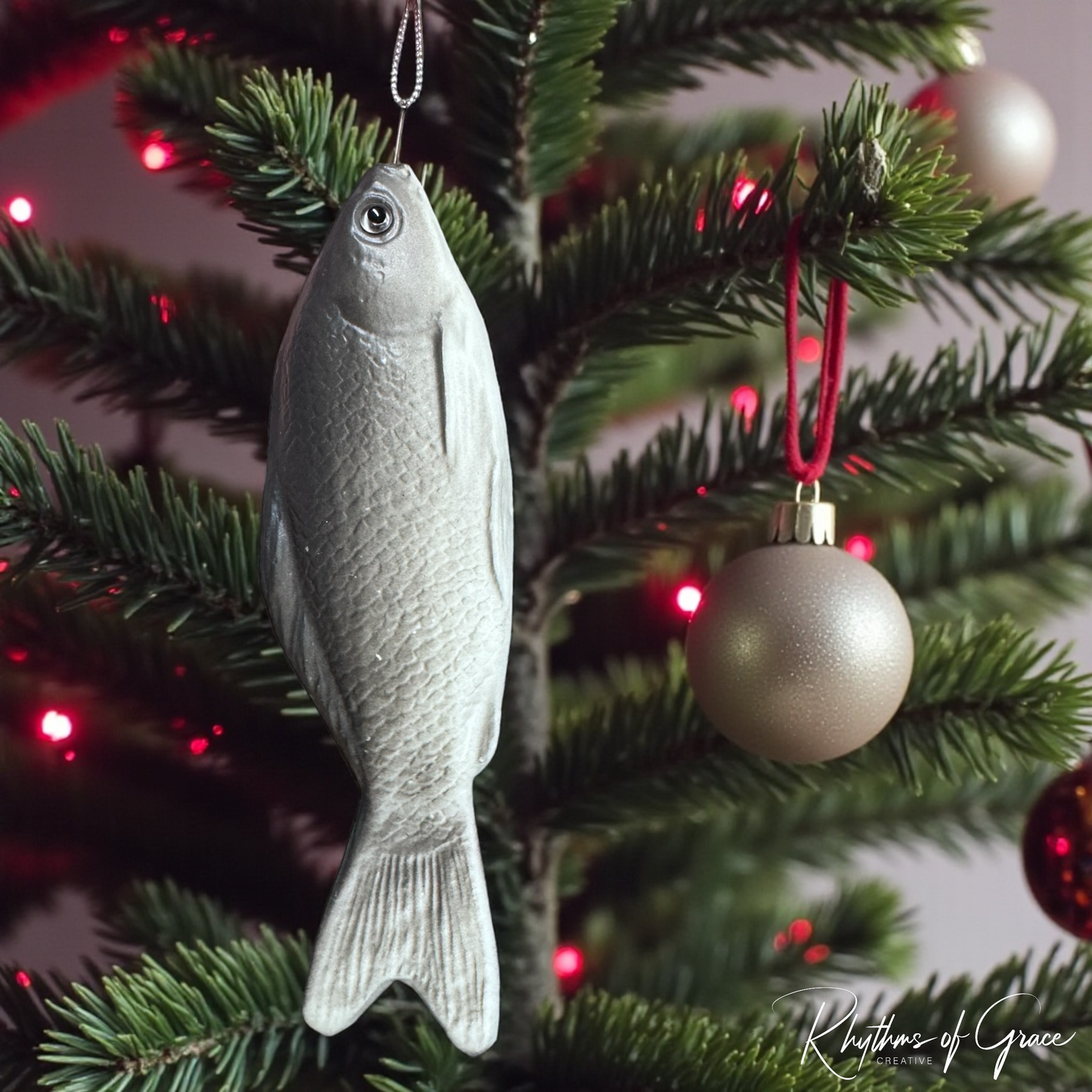 Realistic Fish Ornament – Squishy Fishing Ornament with Hook – Funny Fisherman Christmas Decor