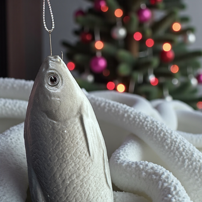 Realistic Fish Ornament – Squishy Fishing Ornament with Hook – Funny Fisherman Christmas Decor