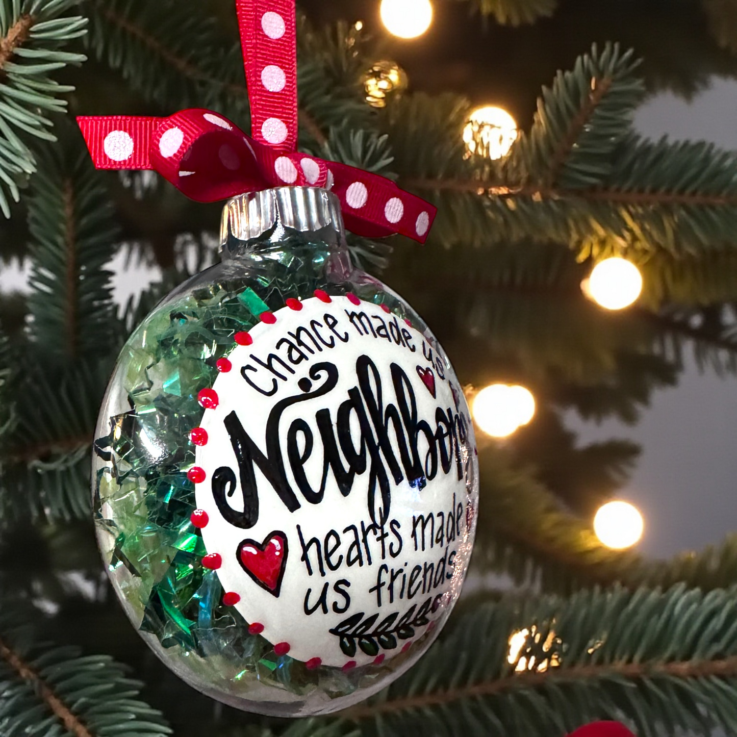 Chance Made Us Neighbors Christmas Gift - Hand-Painted Neighbor Ornament