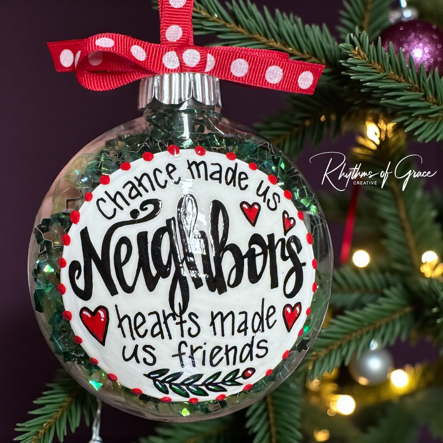 Chance Made Us Neighbors Christmas Gift - Hand-Painted Neighbor Ornament