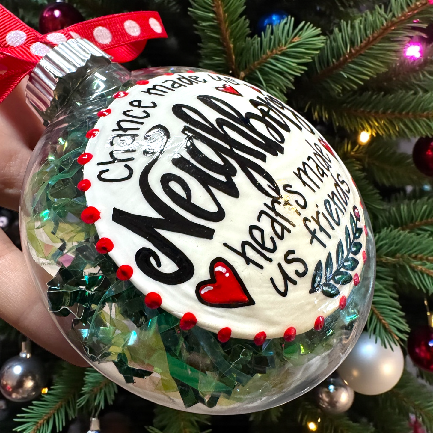 Chance Made Us Neighbors Christmas Gift - Hand-Painted Neighbor Ornament