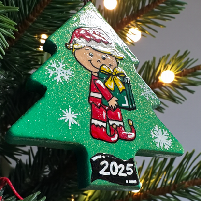 2025 Elf Christmas Tree Ornament – Hand-Painted Wooden Keepsake